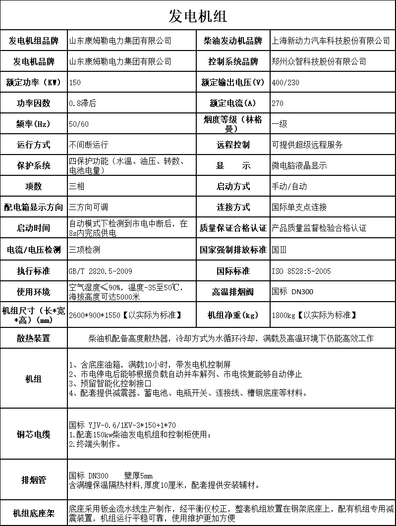 150 发电机组